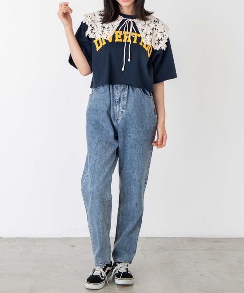 WEGO(ウィゴー)の「WEGO/グラフィックショートTシャツ(Tシャツ/カットソー・レディース・スミクロ/ダークグリーン/その他1/ワイン/ホワイト/ネイビー/オートミール・SMALL/MEDIUM)」の16枚目の写真
