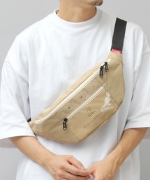 スケートボード カラフルロゴ メッシュポケット ウエストバッグ / プラスチックプレートチャーム付き