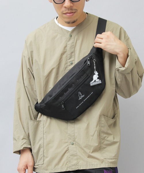 KANGOL（カンゴール）の「スケートボード カラフルロゴ メッシュポケット ウエストバッグ / プラスチックプレートチャーム付き（ボディバッグ/ウエストポーチ・メンズ・ブラック/ベージュ/ブラック系その他・FREE）」の16枚目の写真