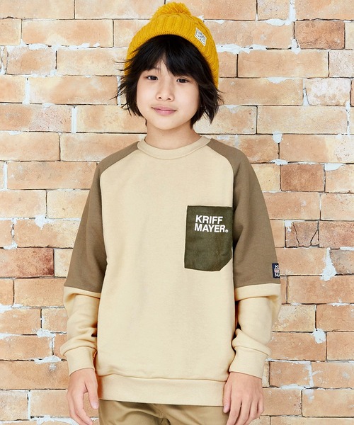 KRIFF MAYER Kid's Collection(クリフメイヤーキッズコレクション)の「WEB限定ポケットロゴスウェット(スウェット・キッズ・グレー/ブルー/ナチュラル/チャコール・120/130/140/150/160/170)」の3枚目の写真