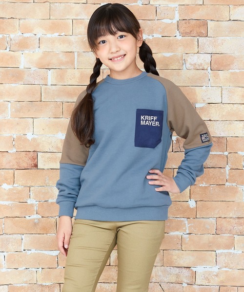 KRIFF MAYER Kid's Collection(クリフメイヤーキッズコレクション)の「WEB限定ポケットロゴスウェット(スウェット・キッズ・グレー/ブルー/ナチュラル/チャコール・120/130/140/150/160/170)」の4枚目の写真