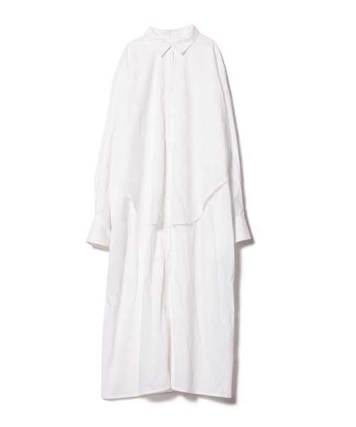 LAYMEE（レイミー）の「Lace layered shirt OP / レースレイヤードシャツワンピース（シャツワンピース・レディース・ホワイト/ベージュ/ブルー・FREE）」の2枚目の写真