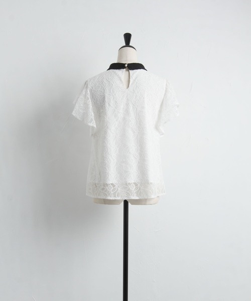 TOCCO closet - tocco closet カットワーク刺繍襟×レース切り替えバイカラーブラウス tocco closet（トッコ クローゼット）の「カットワーク刺繍襟