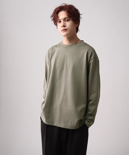 tk.TAKEO KIKUCHI（ティーケータケオキクチ）の「◆ウルティマコットンTシャツ(長袖)（Tシャツ/カットソー・メンズ・チャコールグレー/サンドベージュ/ブラック/オフホワイト/ライトベージュ/グレー・02/03/01）」の4枚目の写真