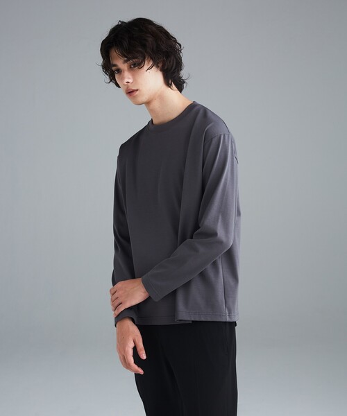 tk.TAKEO KIKUCHI（ティーケータケオキクチ）の「◆ウルティマコットンTシャツ(長袖)（Tシャツ/カットソー・メンズ・チャコールグレー/サンドベージュ/ブラック/オフホワイト/ライトベージュ/グレー・02/03/01）」の19枚目の写真