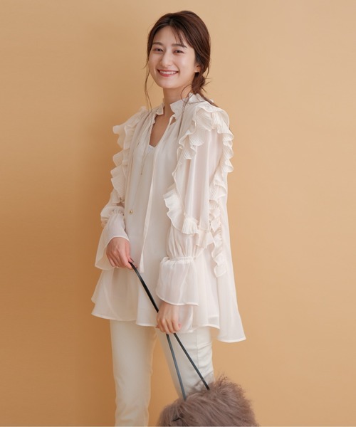 新品 リランドチュール 楊柳 フリル チュニック ブラウス 白 Rirandture（リランドチュール）の「楊柳フリルチュニック