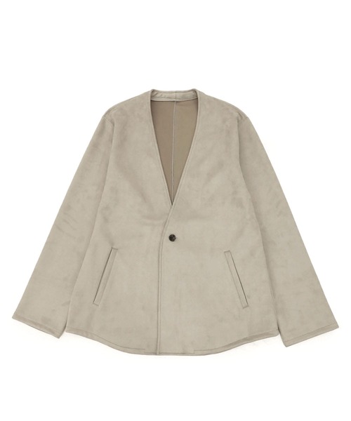 Iroquois（イロコイ）の「【Iroquois】EX.FAKE SUEDE NO COLLAR JKT（ノーカラージャケット・メンズ・ダークグレー/グレー/ベージュ・1/2）」の2枚目の写真