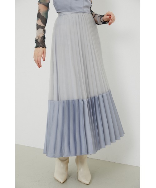 rienda(リエンダ)の「ミックスマテリアルプリーツスカート(スカート・レディース・ライトブルー/ブラック/ブラウン・SMALL/MEDIUM)」の3枚目の写真