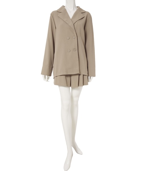 fifth calin（フィフスカラン）の「プリーツショーパンジャケットセットアップ（セットアップ・レディース・ブラック/ベージュ・MEDIUM）」の6枚目の写真