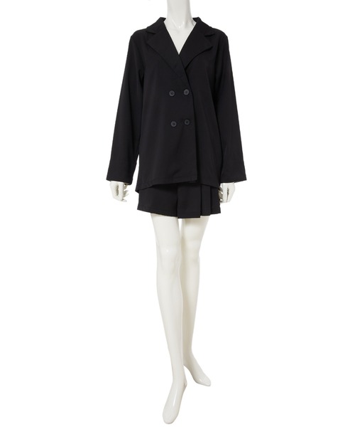 fifth calin（フィフスカラン）の「プリーツショーパンジャケットセットアップ（セットアップ・レディース・ブラック/ベージュ・MEDIUM）」の12枚目の写真
