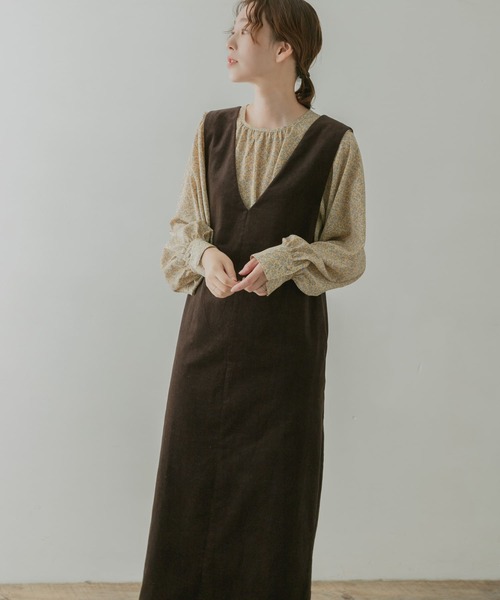 F by ROSSO(エフバイロッソ)の「F by ROSSO コーデュロイジャンパースカート(ワンピース・レディース・ベージュ/ダークブラウン・36/38)」の1枚目の写真