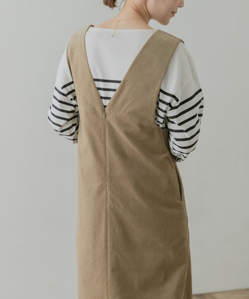 F by ROSSO(エフバイロッソ)の「F by ROSSO コーデュロイジャンパースカート(ワンピース・レディース・ベージュ/ダークブラウン・36/38)」の5枚目の写真