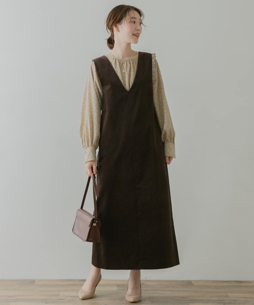 F by ROSSO(エフバイロッソ)の「F by ROSSO コーデュロイジャンパースカート(ワンピース・レディース・ベージュ/ダークブラウン・36/38)」の10枚目の写真