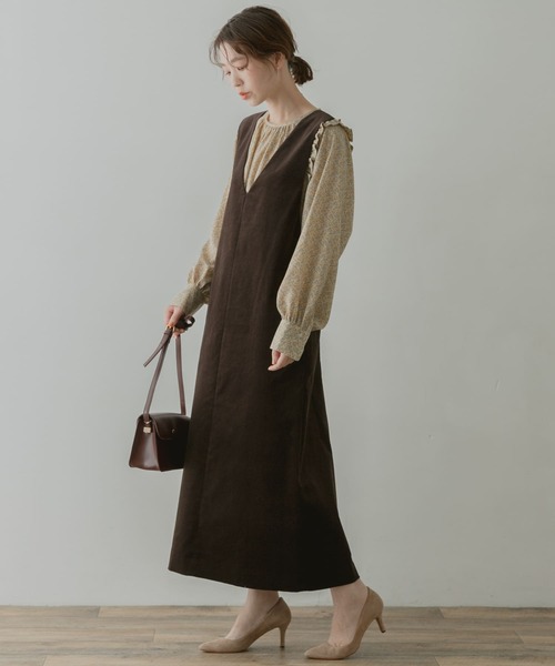 F by ROSSO(エフバイロッソ)の「F by ROSSO コーデュロイジャンパースカート(ワンピース・レディース・ベージュ/ダークブラウン・36/38)」の11枚目の写真
