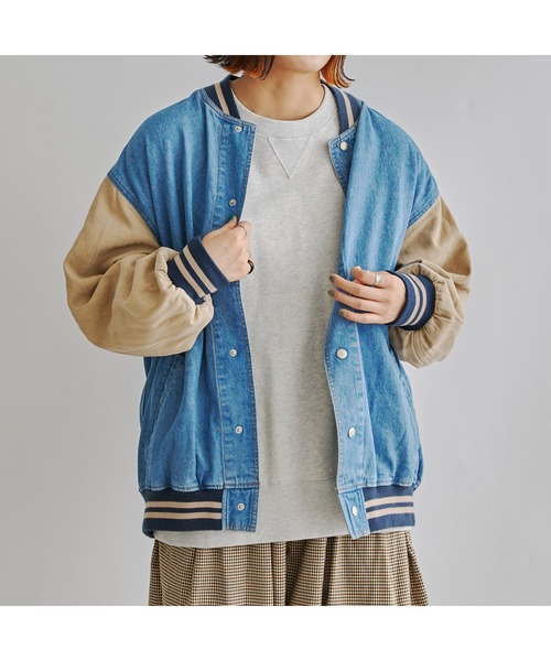 CPCM（シーピーシーエム）の「袖切替デニムスタジャン（スタジャン・メンズ・ブルー/ネイビー・LARGE/MEDIUM）」の3枚目の写真