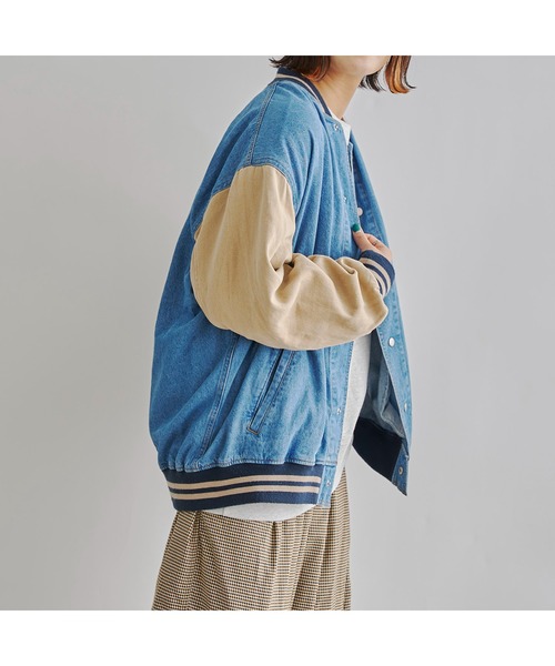 CPCM（シーピーシーエム）の「袖切替デニムスタジャン（スタジャン・メンズ・ブルー/ネイビー・LARGE/MEDIUM）」の4枚目の写真