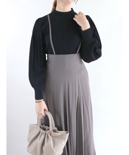 Te chichi（テチチ）の「プリーツスタンドネックニット（ニット/セーター・レディース・ブラウン/グリーン/ブラック・ﾌﾘ-）」の2枚目の写真