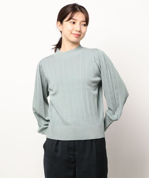 Te chichi（テチチ）の「プリーツスタンドネックニット（ニット/セーター・レディース・ブラウン/グリーン/ブラック・ﾌﾘ-）」の8枚目の写真