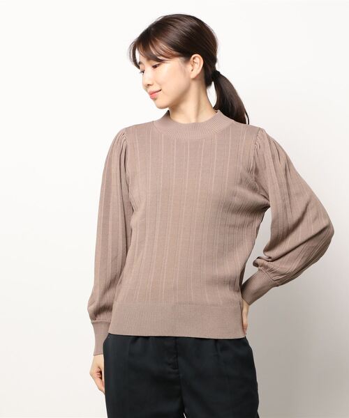 Te chichi（テチチ）の「プリーツスタンドネックニット（ニット/セーター・レディース・ブラウン/グリーン/ブラック・ﾌﾘ-）」の6枚目の写真