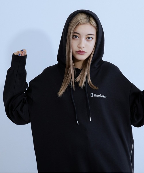 Ellno Loset（エルノロゼット）の「サイドZIPフーディー（パーカー・メンズ・ブラック/ダークグリーン・MEDIUM/LARGE）」の2枚目の写真