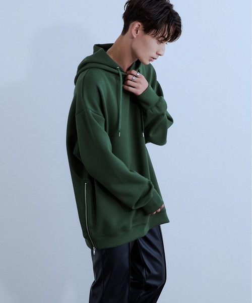 Ellno Loset（エルノロゼット）の「サイドZIPフーディー（パーカー・メンズ・ブラック/ダークグリーン・MEDIUM/LARGE）」の16枚目の写真