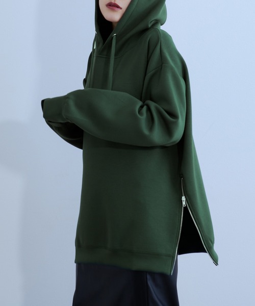 Ellno Loset（エルノロゼット）の「サイドZIPフーディー（パーカー・メンズ・ブラック/ダークグリーン・MEDIUM/LARGE）」の3枚目の写真