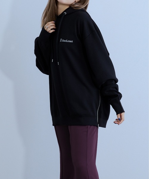 Ellno Loset（エルノロゼット）の「サイドZIPフーディー（パーカー・メンズ・ブラック/ダークグリーン・MEDIUM/LARGE）」の6枚目の写真