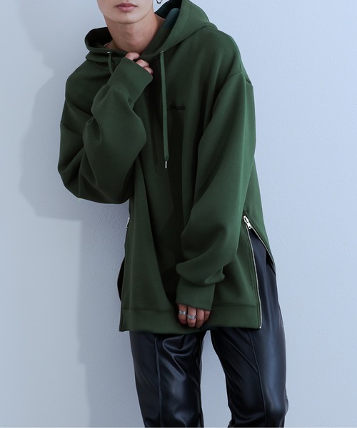 Ellno Loset（エルノロゼット）の「サイドZIPフーディー（パーカー・メンズ・ブラック/ダークグリーン・MEDIUM/LARGE）」の7枚目の写真