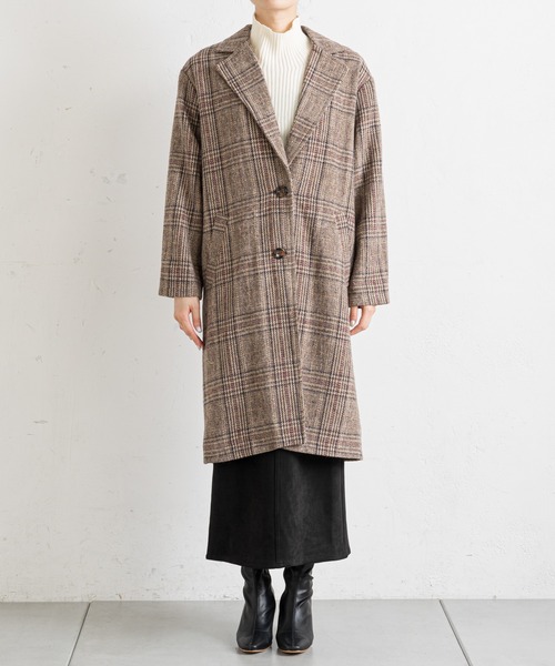 prose verse（プロズヴェール）の「グレンチェックチェスターコート（チェスターコート・レディース・ブラック/ブラウン・MEDIUM）」の11枚目の写真