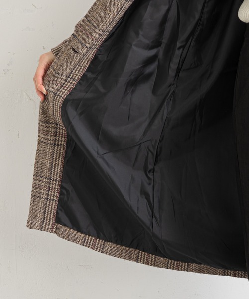 prose verse（プロズヴェール）の「グレンチェックチェスターコート（チェスターコート・レディース・ブラック/ブラウン・MEDIUM）」の5枚目の写真