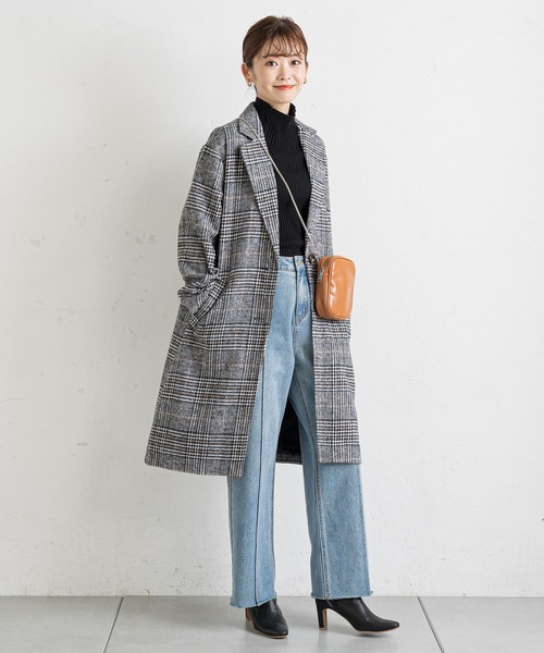 prose verse（プロズヴェール）の「グレンチェックチェスターコート（チェスターコート・レディース・ブラック/ブラウン・MEDIUM）」の10枚目の写真