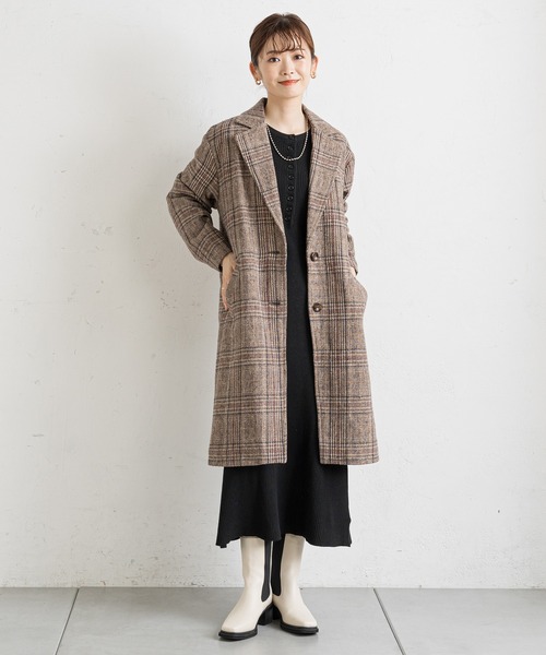 prose verse（プロズヴェール）の「グレンチェックチェスターコート（チェスターコート・レディース・ブラック/ブラウン・MEDIUM）」の16枚目の写真