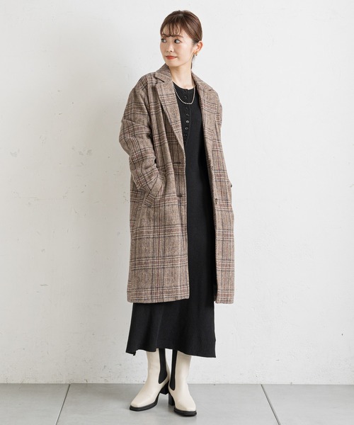 prose verse（プロズヴェール）の「グレンチェックチェスターコート（チェスターコート・レディース・ブラック/ブラウン・MEDIUM）」の13枚目の写真