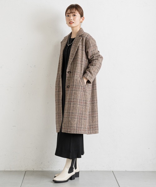 prose verse（プロズヴェール）の「グレンチェックチェスターコート（チェスターコート・レディース・ブラック/ブラウン・MEDIUM）」の21枚目の写真
