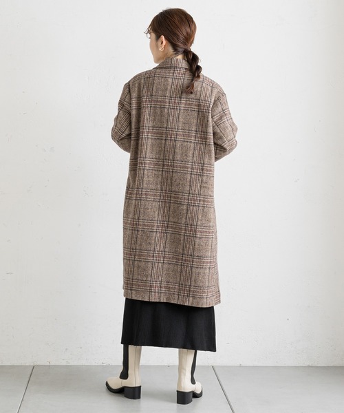prose verse（プロズヴェール）の「グレンチェックチェスターコート（チェスターコート・レディース・ブラック/ブラウン・MEDIUM）」の4枚目の写真