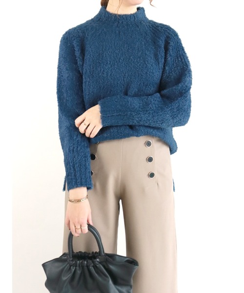 Te chichi（テチチ）の「フェザーヤーンハイネック二ット（ニット/セーター・レディース・ベージュ/ネイビー/グリーン・ﾌﾘ-）」の3枚目の写真