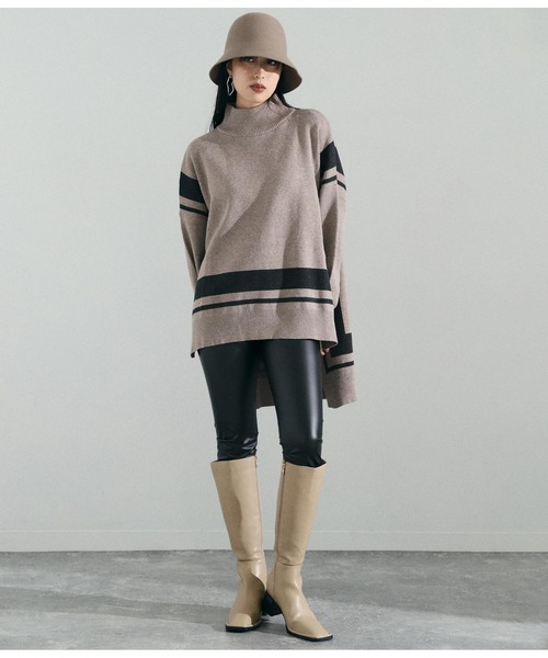 Settimissimo（セッティミッシモ）の「スクエアートゥロングブーツ（ブーツ・レディース・ブラック/ベージュ・S/M/L）」の9枚目の写真