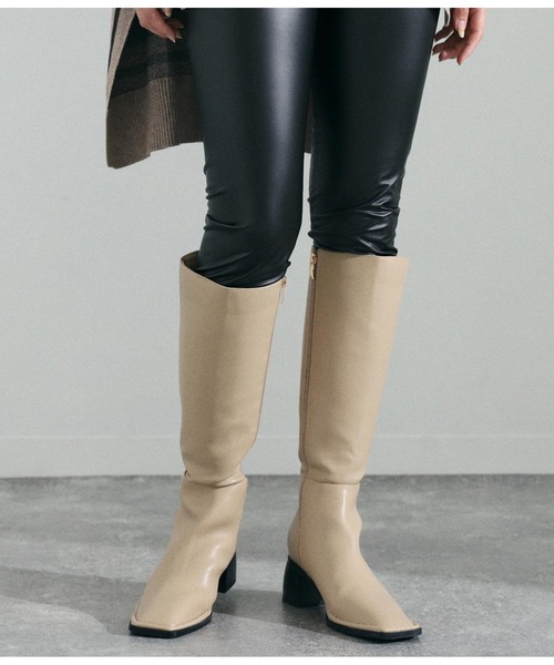 Settimissimo（セッティミッシモ）の「スクエアートゥロングブーツ（ブーツ・レディース・ブラック/ベージュ・S/M/L）」の10枚目の写真