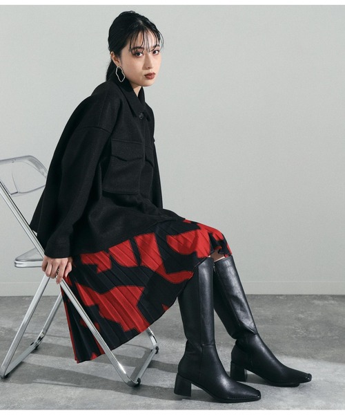 Settimissimo（セッティミッシモ）の「スクエアートゥロングブーツ（ブーツ・レディース・ブラック/ベージュ・S/M/L）」の12枚目の写真