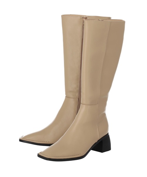 Settimissimo（セッティミッシモ）の「スクエアートゥロングブーツ（ブーツ・レディース・ブラック/ベージュ・S/M/L）」の6枚目の写真