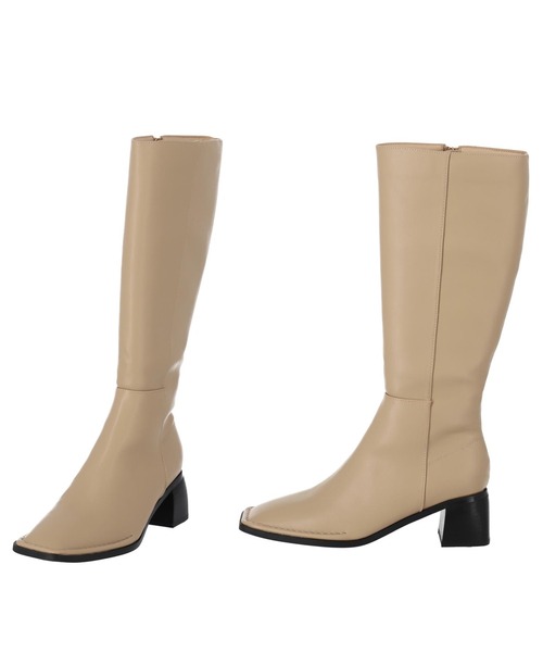 Settimissimo（セッティミッシモ）の「スクエアートゥロングブーツ（ブーツ・レディース・ブラック/ベージュ・S/M/L）」の5枚目の写真