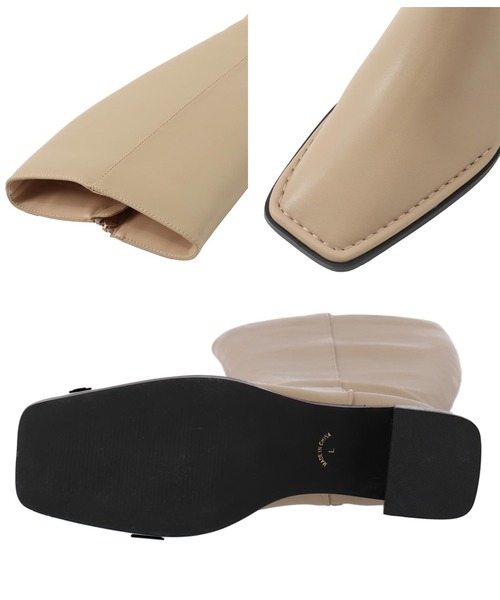 Settimissimo（セッティミッシモ）の「スクエアートゥロングブーツ（ブーツ・レディース・ブラック/ベージュ・S/M/L）」の4枚目の写真