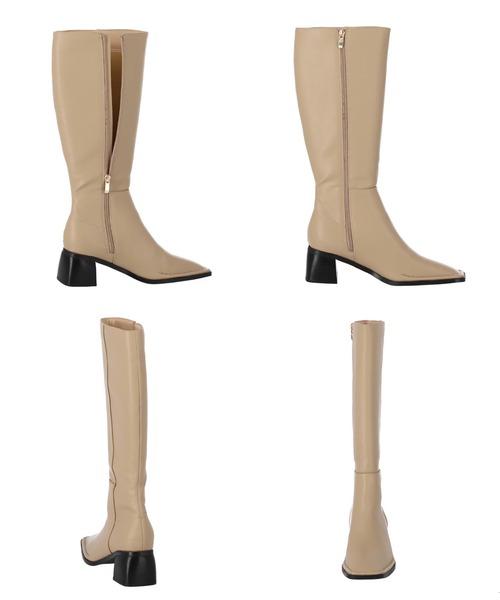 Settimissimo（セッティミッシモ）の「スクエアートゥロングブーツ（ブーツ・レディース・ブラック/ベージュ・S/M/L）」の3枚目の写真