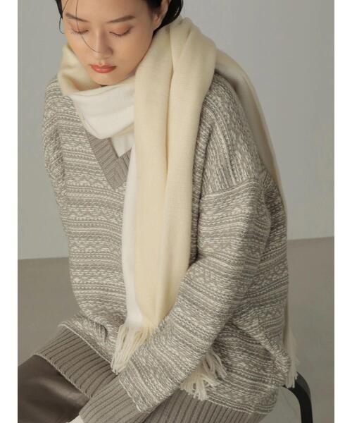 AMERICAN HOLIC（アメリカンホリック）の「リバーシブルラッセルストール（マフラー・レディース・ピンク/イエロー/アイボリー・FREE）」の7枚目の写真