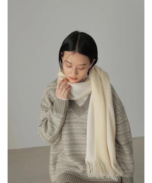 AMERICAN HOLIC（アメリカンホリック）の「リバーシブルラッセルストール（マフラー・レディース・ピンク/イエロー/アイボリー・FREE）」の8枚目の写真