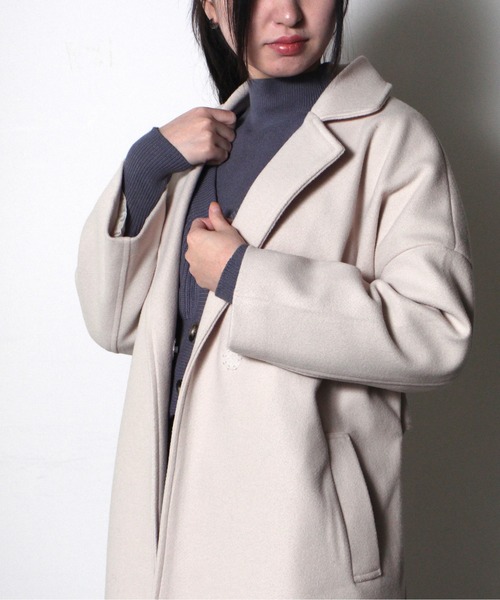 one way（ワンウェイ）の「【oneway】オーバーラップコート（ステンカラーコート・レディース・ホワイト/ブラック/ライトブルー・FREE）」の5枚目の写真
