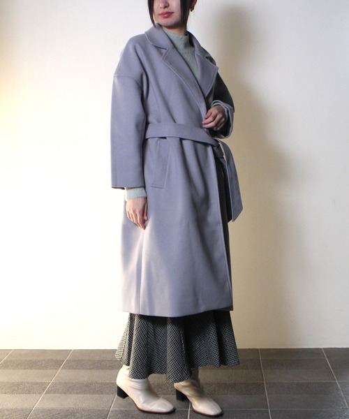 one way（ワンウェイ）の「【oneway】オーバーラップコート（ステンカラーコート・レディース・ホワイト/ブラック/ライトブルー・FREE）」の6枚目の写真