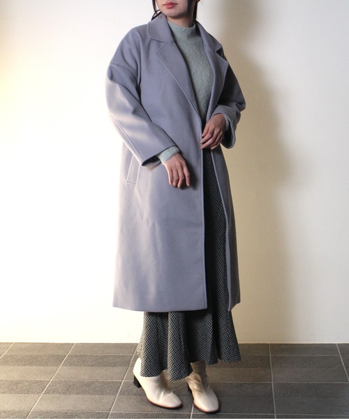 one way（ワンウェイ）の「【oneway】オーバーラップコート（ステンカラーコート・レディース・ホワイト/ブラック/ライトブルー・FREE）」の7枚目の写真