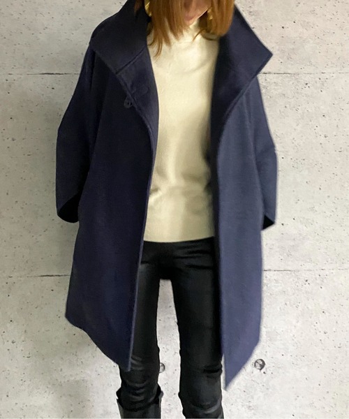 ABITOKYO（アビトーキョー）の「【ABITOKYO ORIGINAL】フェイクウールタートルポンチョコート（ポンチョ・レディース・ブラック/ベージュ/ネイビー/レッド/グリーン/モカ・FREE）」の8枚目の写真