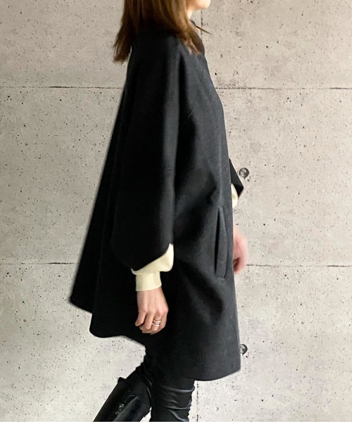 ABITOKYO（アビトーキョー）の「【ABITOKYO ORIGINAL】フェイクウールタートルポンチョコート（ポンチョ・レディース・ブラック/ベージュ/ネイビー/レッド/グリーン/モカ・FREE）」の19枚目の写真